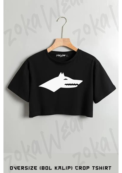Göktürk Baskılı Oversize Crop T-Shirt