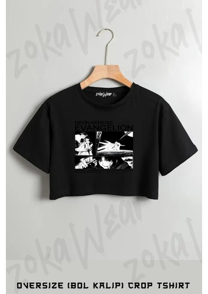 Neon Genesis Evangelion Misato Baskılı Oversize Crop T-Shirt