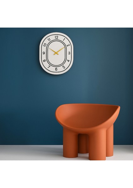 50CM x 40 cm Büyük Dikey Elips Tasarım Siyah Beyaz Modern Ahşap Duvar Saati Dekor indirimleri
