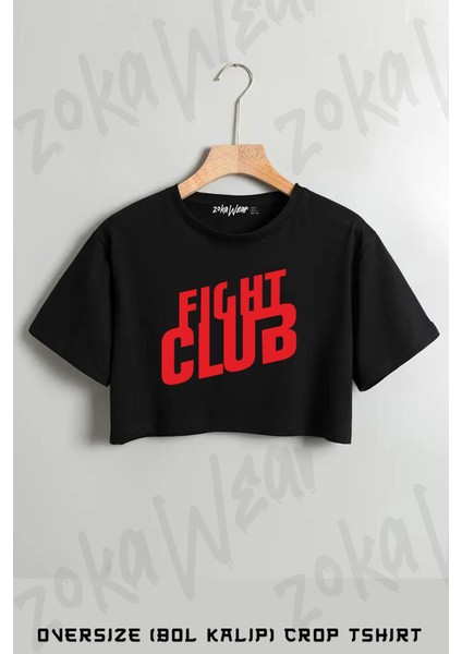Logo Film Dövüş Kulübü Fight Club Baskılı Oversize Crop T-Shirt