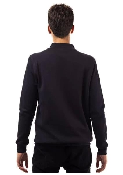 Yarım Fermuar Pike Kumaş Sweatshirt Sıyah indirimleri