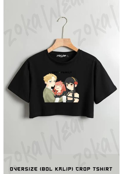 Spy x Family (Tüm Aile) Baskılı Oversize Crop T-Shirt