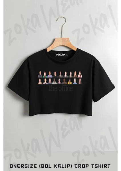 The Office Characters Baskılı Oversize Crop T-Shirt