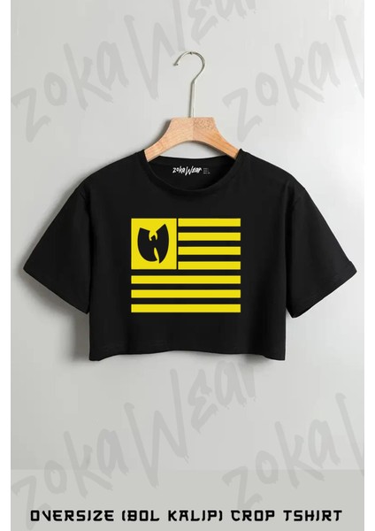 Wu Tang, Flag, Rap Hip Hop Baskılı Oversize Crop T-Shirt