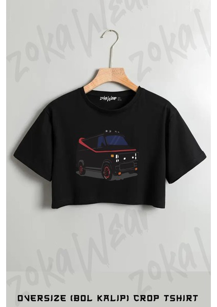 The A Team Van Baskılı Oversize Crop T-Shirt