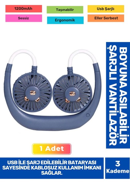 3 Kademeli Ultra Sessiz Sarı Eller Serbest Boyuna Asılabilir Şarjlı Klima Soğutucu Fan Vantilatör