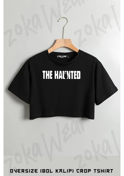 The Haunted Baskılı Oversize Crop T-Shirt