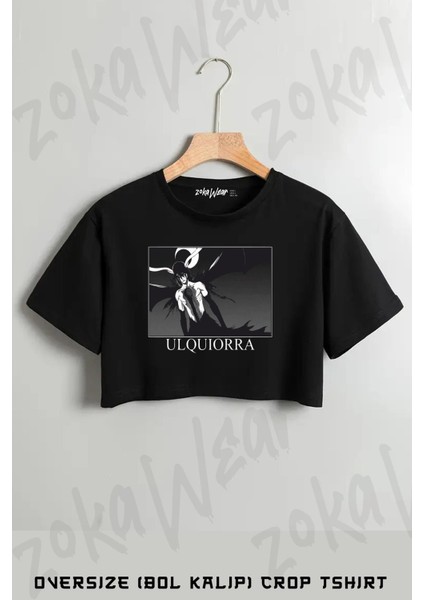 Ulquiorra Bleach Baskılı Oversize Crop T-Shirt