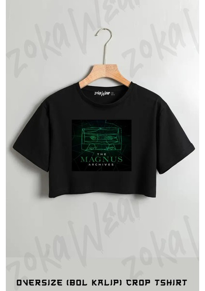 The Magnus Archives Logo Baskılı Oversize Crop T-Shirt