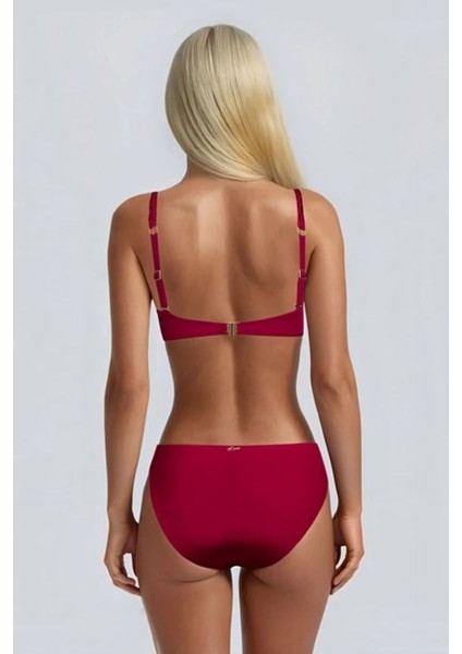 Çıkarılabilir Dolgulu Kaplı Telli Drape Detaylı Düz Renk Straplez Bikini Takımı fiyatları