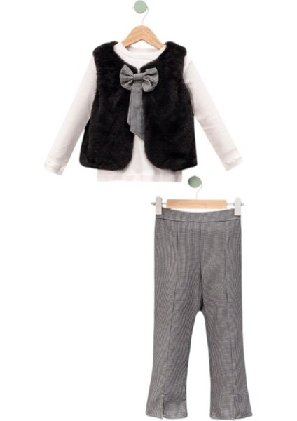 Pantolonlu Peluş Yelekli Kız Çocuk Takım
