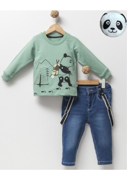 Erkek Çocuk Sweat-Askılı Kot Pantolon Ikili Takım