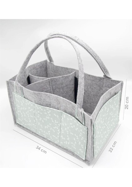 Nessiworld Babyjem Keçe Anne Bebek Bakım Çantası 772 Yeşil Çiçek