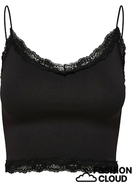 Dantel Yaka Ip Askılı Crop