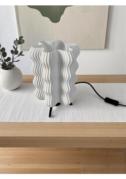 Wave Nordic Masa Lambası | Dalga Formlu Modern Dekoratif Obje Abajur