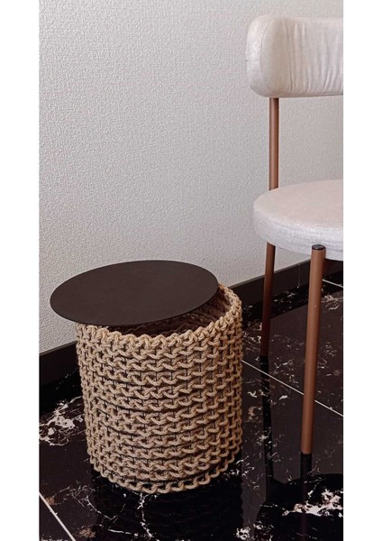 Hasır Doğal Dekoratif Siyah Ahşap Kapak Sepet-Düzenleyici-Organizer