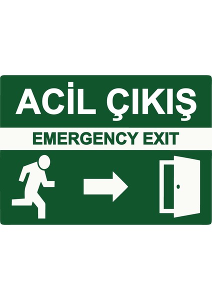 Acil Çıkış Emergency Exıt Uyarı Levhası Etiket 25X35 cm