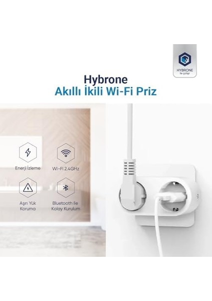 Akım Korumalı Ikili Wi-Fi Akıllı Priz, 16 Amper, Enerji Izleme, Çocuk Kilidi, Uygulama ile Uzaktan Kontrol fiyatları