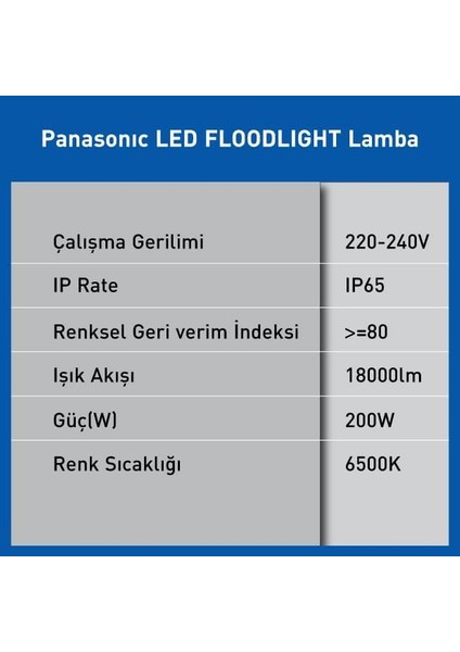LED Floodlıght 200W 18000LM 6500K Kelvin-Beyaz Işık