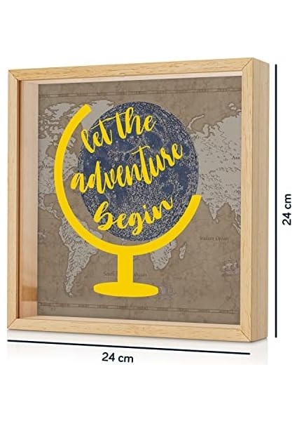 The Adventure Begin Tasarımlı Ahşap Kumbara