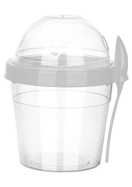 4'lü Paket 17 Oz Hareket Halinde Küçük Kahvaltı Yoğurt Parfe Bardakları, Kapaklı ve Kaşıklı Yeniden Kullanılabilir Plastik Kaplar, Gecelik Yulaf Tahıl Granola Yulaf Ezmesi ve Atıştırmalık