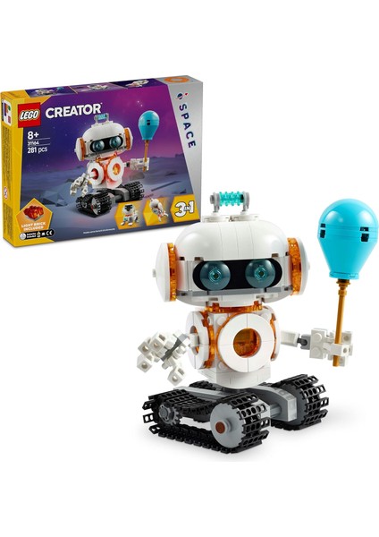 Creator 3 Ü 1 Arada Uzay Robotu 31164-8 Yaş ve Üzeri Çocuklar Için Köpek Figürüne Veya Rokete Dönüşebilen Oyuncak Yapım Seti, Doğum Günü Hediyesi (281 Parça)