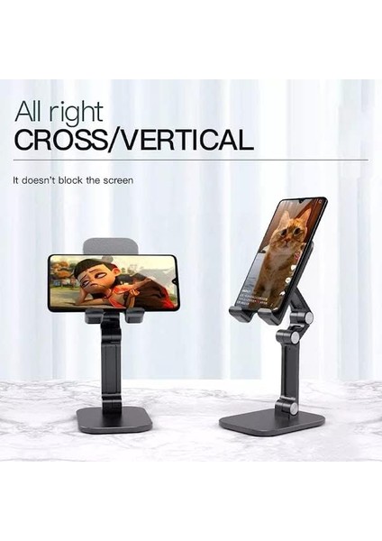 Akrobat Katlanabilir Ergonomik Telefon Tutucu Standı ve Tablet Tutucu Standı Desk Holder Oynar Başlıklı Kaymaz Zemin Tabanlı Stand