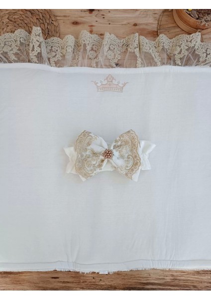 Yenidoğan Beyaz Wool Yün Kumaş Taç Nakışlı Trilüks Kundak Bebek Battaniyesi Beyaz fırsatları