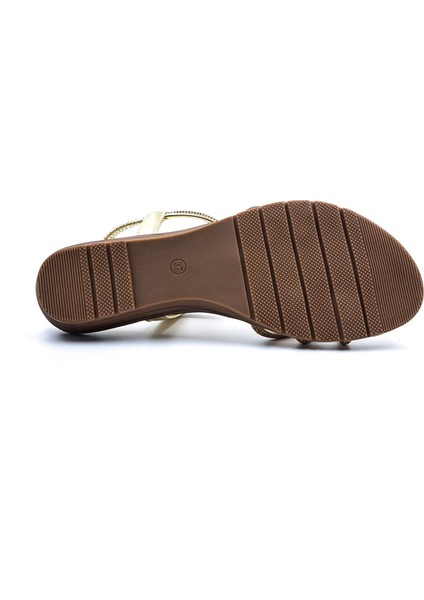 G25Y174 Lastikli Konfor Taban Taşlı Kadın Altın Renk Şık Sandalet fırsatları