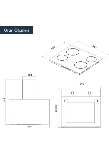 Vitro Dijital Siyah Cam Ankastre Set
