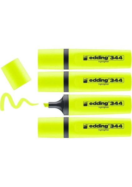 344 Fosforlu Kalem, Sarı, 4'lü Set, 2-5 mm Kesik Ucu