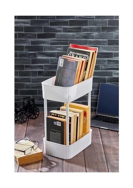 2 Katlı Çok Amaçlı Raf Kitaplık Organizer Düzenleyici
