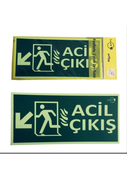 Lr-Fld Fotolümen Fosforlu Yön Levhası - Sol - Aşağı Yön Ok Sembollü - Acil Çıkış Yazılıdır