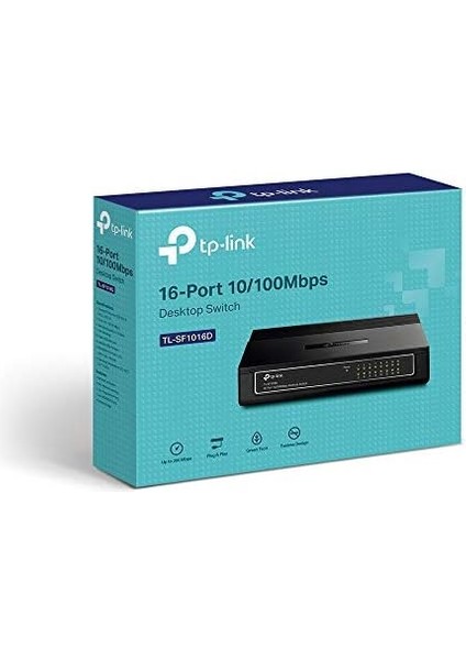 TL-SF1016D 16-Portlu 10/100MBPS Masaüstü Switch, Siyah