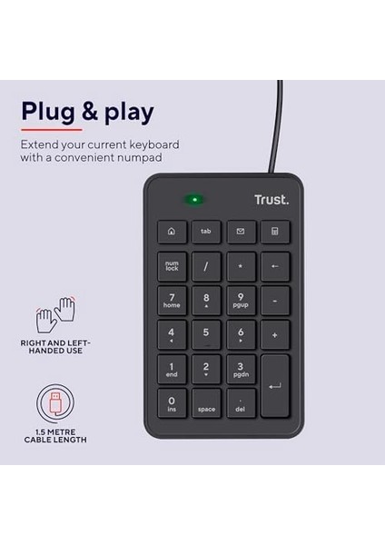 22221 Xalas USB Sayısal Mini Klavye, Siyah