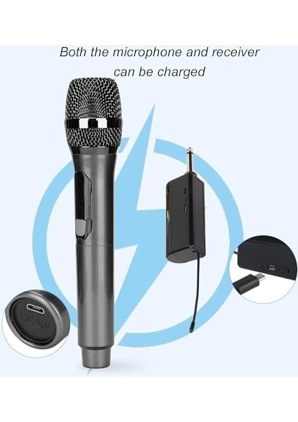 Kablosuz Karaoke Mikrofonu 6.35MM Amfi Hoparlör Için ve Sahne Performansı Çok Amaçlı Aktiviteler Için Tak ve Çalıştır Kablosuz Mikrofon Dış Mekan Kullanıma Uygun WN03(TEKLI Mikrofon)