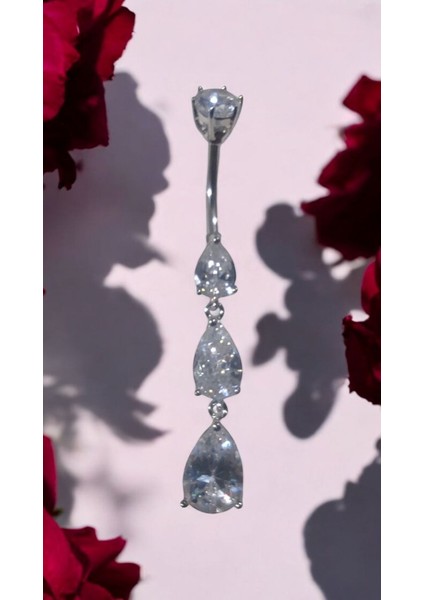 316L Cerrahi Çelik Fashion Paslanmaz Kararmaz Zirkon Taşlı Göbek Piercing fiyatları