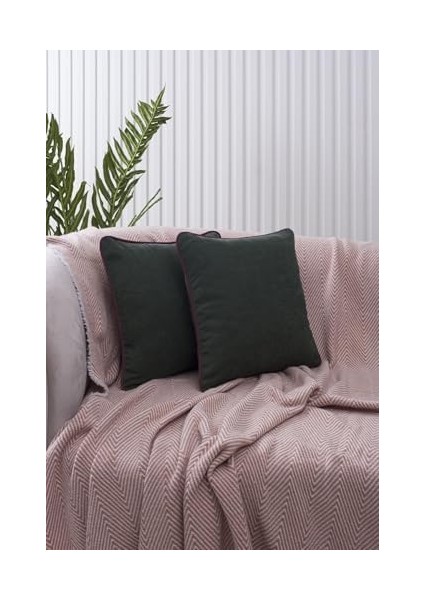 Home Yeşil Panoroma Mürdüm Biyeli Kırlent Kılıfı 3 Farklı Biye Seçeneğiyle, 45 x 45
