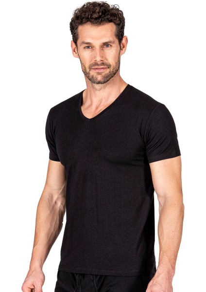 Özkan 11143 Erkek V Yaka Pamuklu Modal Esnek Rahat Kısa Kollu Tişört Fanila modelleri