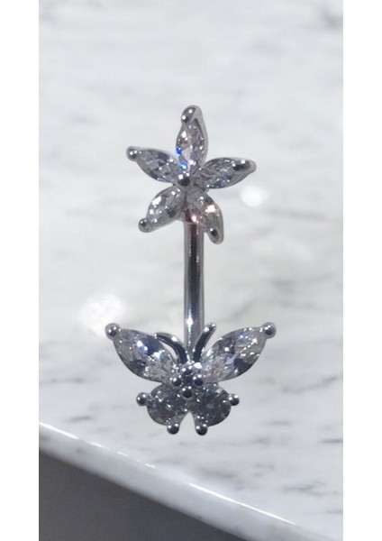 316L Cerrahi Çelik Fashion Paslanmaz Kararmaz Zirkon Taşlı Göbek Piercing fırsatları