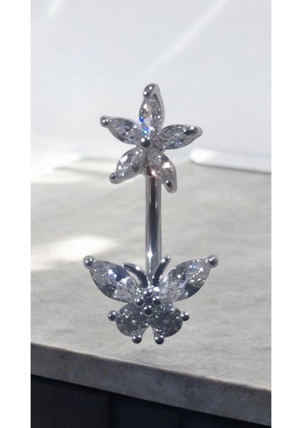 316L Cerrahi Çelik Fashion Paslanmaz Kararmaz Zirkon Taşlı Göbek Piercing indirimleri