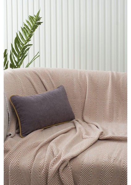 Home Gri Panorama Hardal Biyeli Kırlent Kılıfı 3 Farklı Biye Seçeneğiyle, 45 x 45
