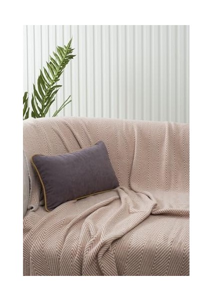 Home Gri Panorama Hardal Biyeli Kırlent Kılıfı 3 Farklı Biye Seçeneğiyle, 45 x 45