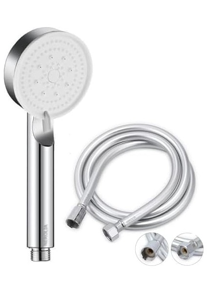 Turbo Yüksek Basınçlı Duş Seti - Su Tasarruflu Masaj Başlığı ve Pvc Banyo Hortumu ile (Renk Asortidir)