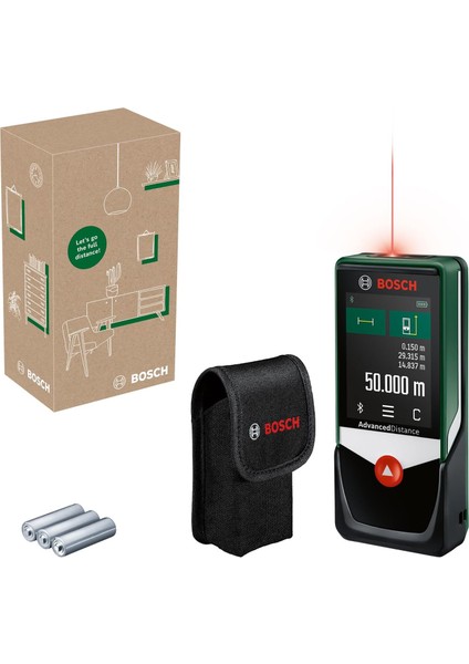 Home & Garden Advanceddistance 50C Lazerli Uzaklık Ölçer (50M Çalışma Alanı, 4 Sn. Ölçme Süresi, 3 x Aa Pil, Saklama Kutusu)