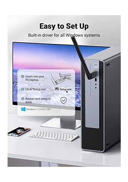 AC650 5ghz / 2.4ghz Dual Band USB 2.0 Wi-Fi Adaptör