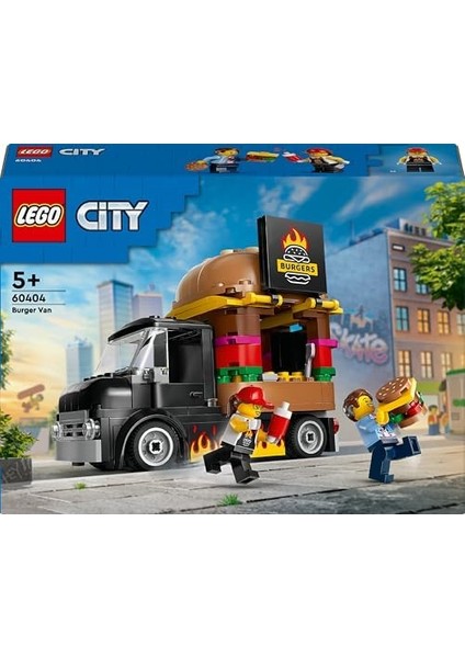 City Hamburger Kamyonu 60404-5 Yaş ve Üstü Kız ve Erkek Çocuklar Için Satıcı Mini Figürü ve Aksesuarlar Içeren Araç Yapım ve Mutfak Oyun Seti, Çocuklar Için Yaratıcı Hediye Fikri (194 Parça)