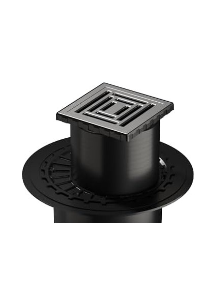 V-Flow Kare 5607320 Yalıtımlı Duş Kanalı, Alttan Çıkışlı, 10X10 Cm, Dk 800 Kapak, Mat Krom