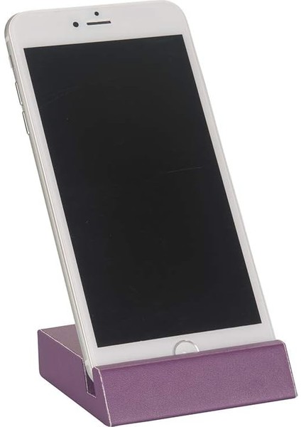 Cep Telefonu Stand, Suni Deri Kaplı, Lila