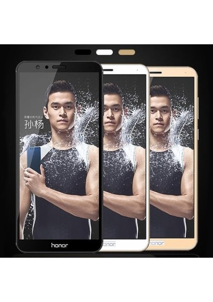 Huawei Honor 7x Uyumlu Full Kaplayan Temperli 5d Ekran Koruyucu Cam (Beyaz)